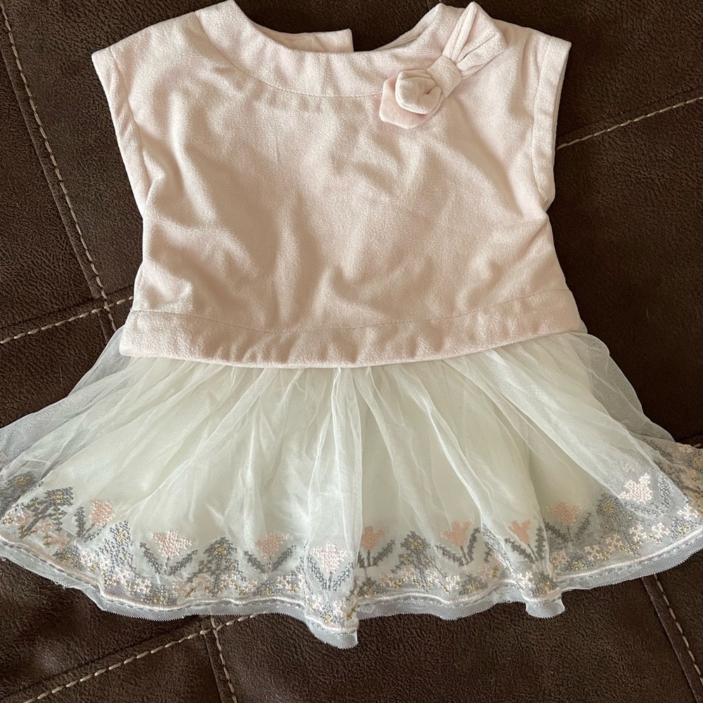 Max Studio infant dress with blush pink and attached skirt. Size 3-6 months